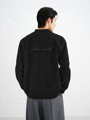 Men's Embroidered Collar Knit Cardigan