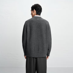 Men's Textured Solid Pullover Sweater