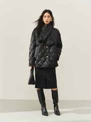 Women's Oversized Down Shirt with Detachable Scarf