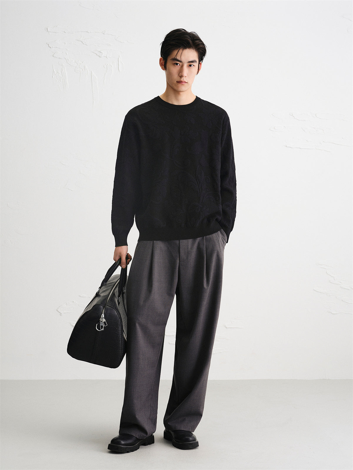 Men's Allover Jacquard Textured Knit Sweater