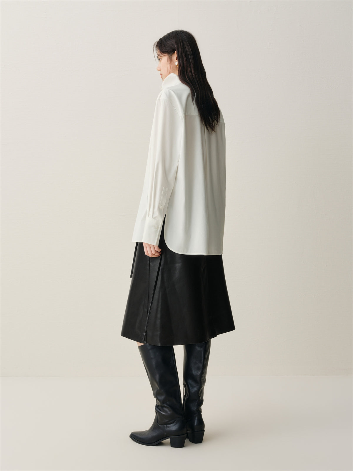 Women's Brushed Oversized Stand-Collar Shirt