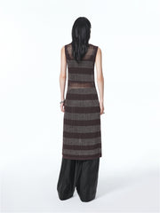 Women's Sleeveless Fitted Striped Knit Dress