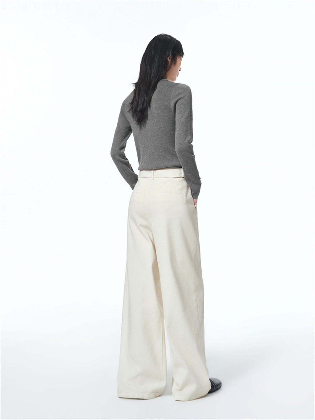 Women's Wide-Leg Jeans with Self-Fabric Belt