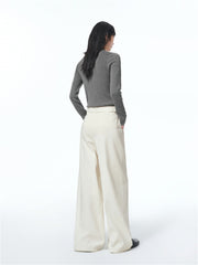 Women's Wide-Leg Jeans with Self-Fabric Belt