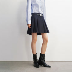 Women's Wool-Blend Pleated A-Line Mini Skirt