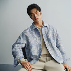 Men's Jacquard Denim Padded Jacket