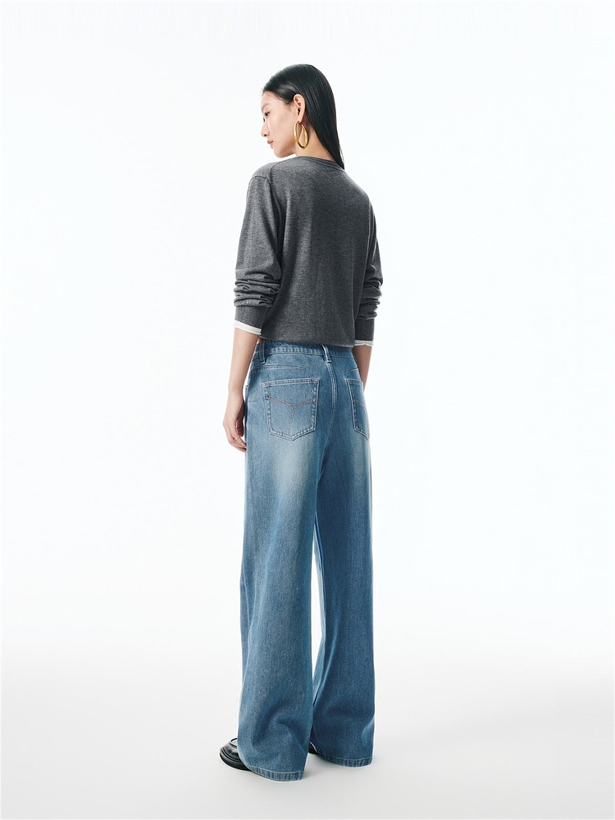 Women's Washed Straight-Leg Jeans