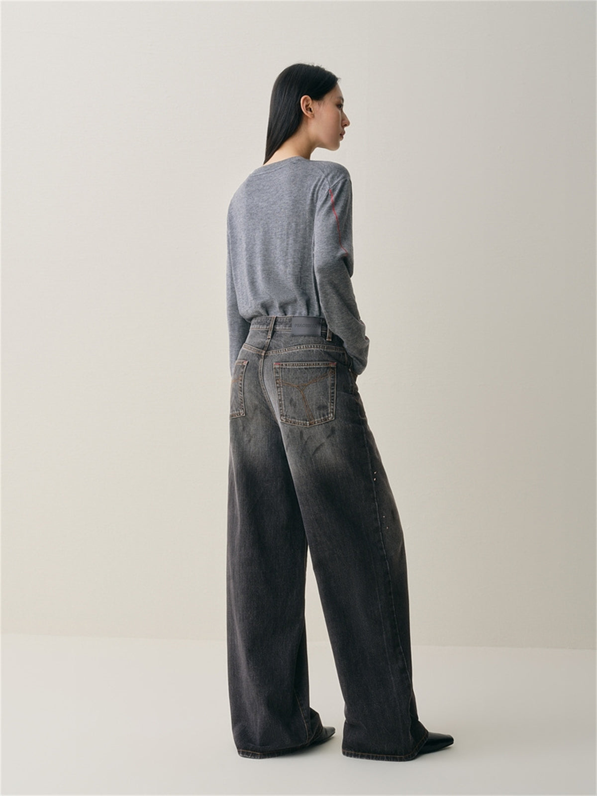 Women's High-Waist Ombre Splatter Wide-Leg Jeans