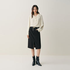 Women's Front-Slit Midi Skirt