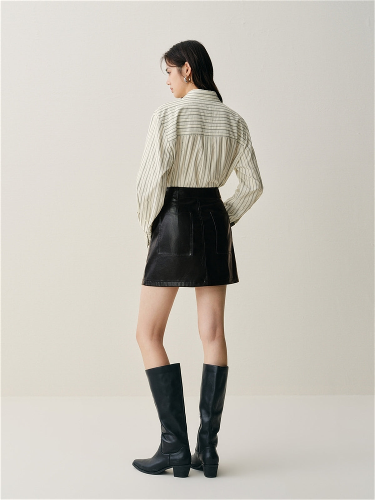Women's Asymmetric Brushed PU Mini Skirt