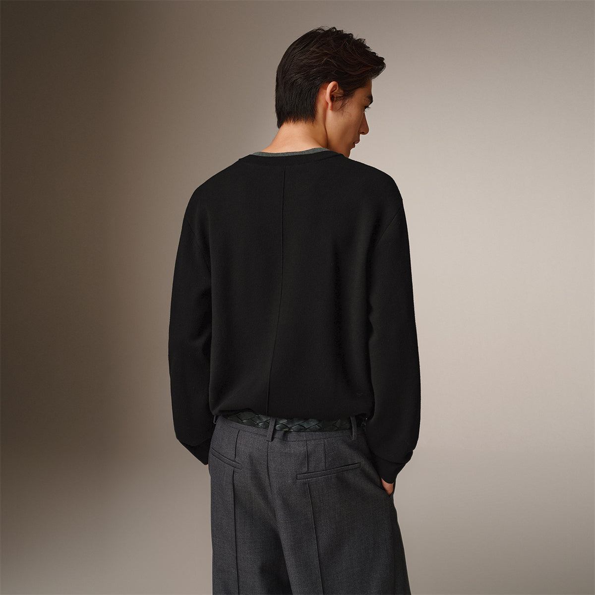 Men's Layered-Look Henley Knit Sweater
