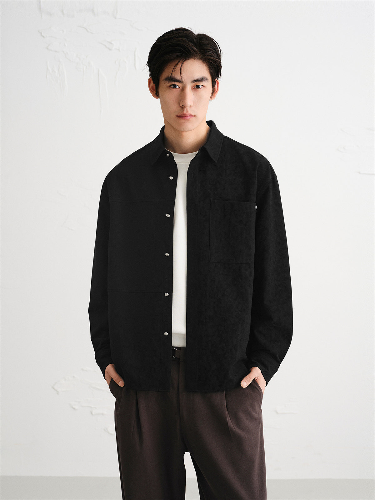 Men's Crinkled Texture Structured Shirt