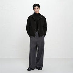 Men's Stand-Collar Double-Face Wool Jacket