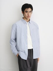 Men's Seersucker Striped Shirt