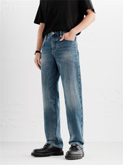 Men's Gradient Whiskered Straight-Leg Jeans