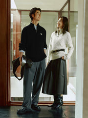Men's Wool-Blend Cable Knit Textured Sweater
