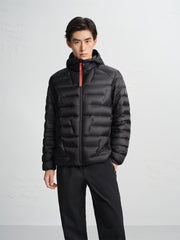 Men's Hooded Goose Down Jacket with Contrast Details