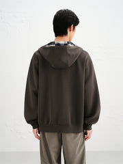 Men's Plaid Panel Zip-Up Hoodie