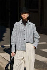 Women's Plaid Shirt with Detachable Cape