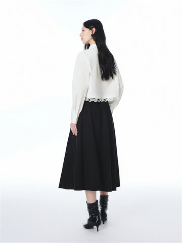 Women's Cropped Shirt with Lace Panels