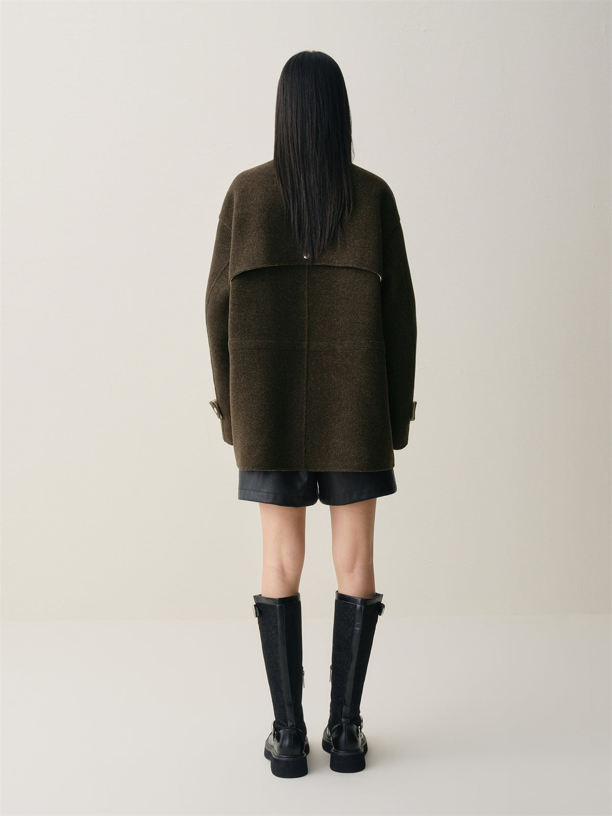 Women's Short Stand-Collar Double-Face Wool Coat