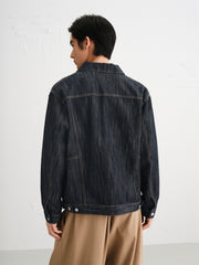 Men's Vintage Textured Boxy Denim Jacket