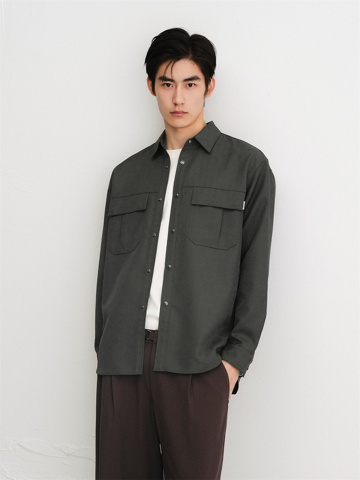 Men's Subtle Patterned Textured Jacquard Shirt