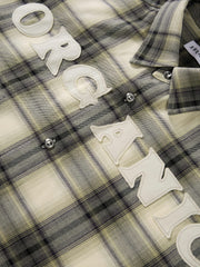 Men's Casual Contrast-Plaid Embroidered-Logo Shirt