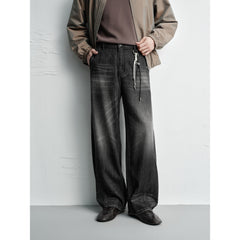 Men's Vintage-Wash Curved Wide-Leg Pants