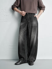 Men's Vintage-Wash Curved Wide-Leg Pants