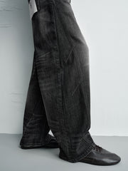 Men's Vintage-Wash Curved Wide-Leg Pants