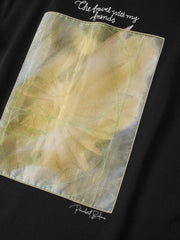 Men's Casual Organza-Panel Embroidered T-Shirt