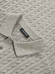 Men's Old Money Style Cable-Knit Short-Sleeve Polo