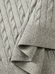 Men's Old Money Style Cable-Knit Short-Sleeve Polo