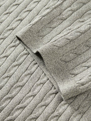 Men's Old Money Style Cable-Knit Short-Sleeve Polo