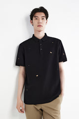 Men's Cooling Black Embroidered Polo Shirt