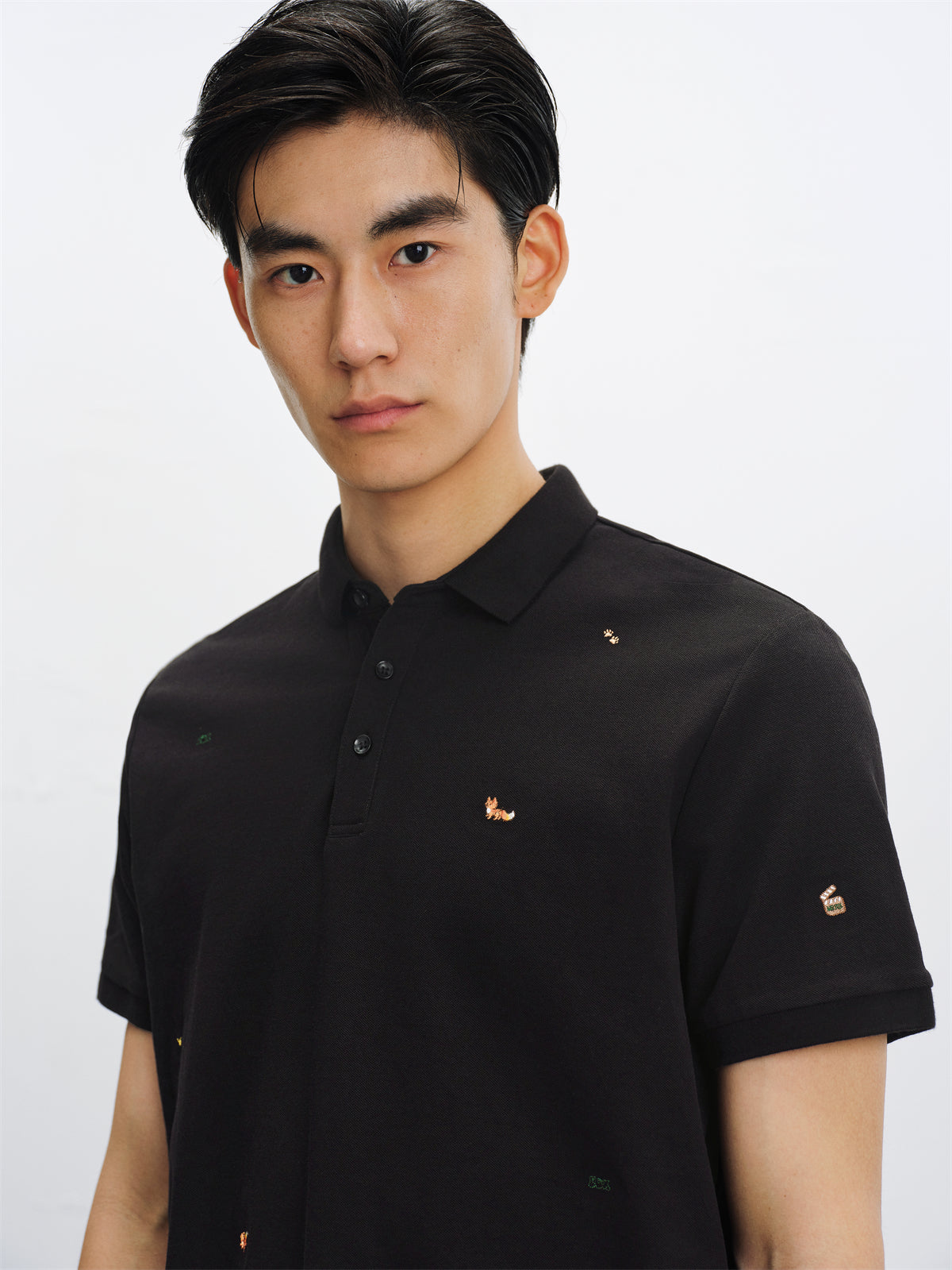 Men's Cooling Black Embroidered Polo Shirt