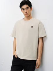 Men's Cotton T-Shirt with Small Embroidery