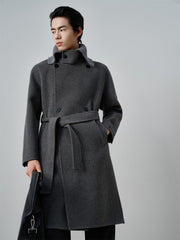 Men's Relaxed Camel Hair-Blend Double-Face Wool Coat