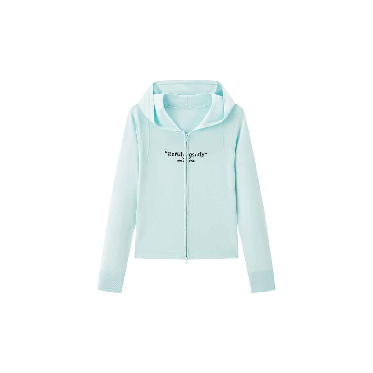 Women's double-zipper hooded letter cardigan
