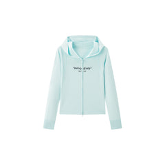 Women's double-zipper hooded letter cardigan