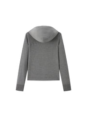 Women's double-zipper hooded letter cardigan