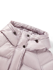 Women's Casual Hooded White Duck Down Purple Puffer Jacket