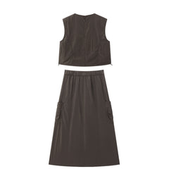 Women's Casual Tank Top and Cargo Skirt Set