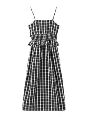 Women's Casual Plaid Camisole and Skirt Set