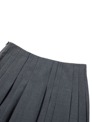 Women's Commute-Style Gray Pleated Midi Skirt