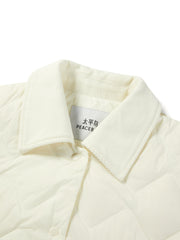 Women's Barn-Style Quilted Corduroy-Panel Shirt-Down Jacket