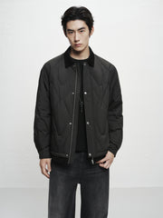 Men's Down Jacket with Corduroy Collar