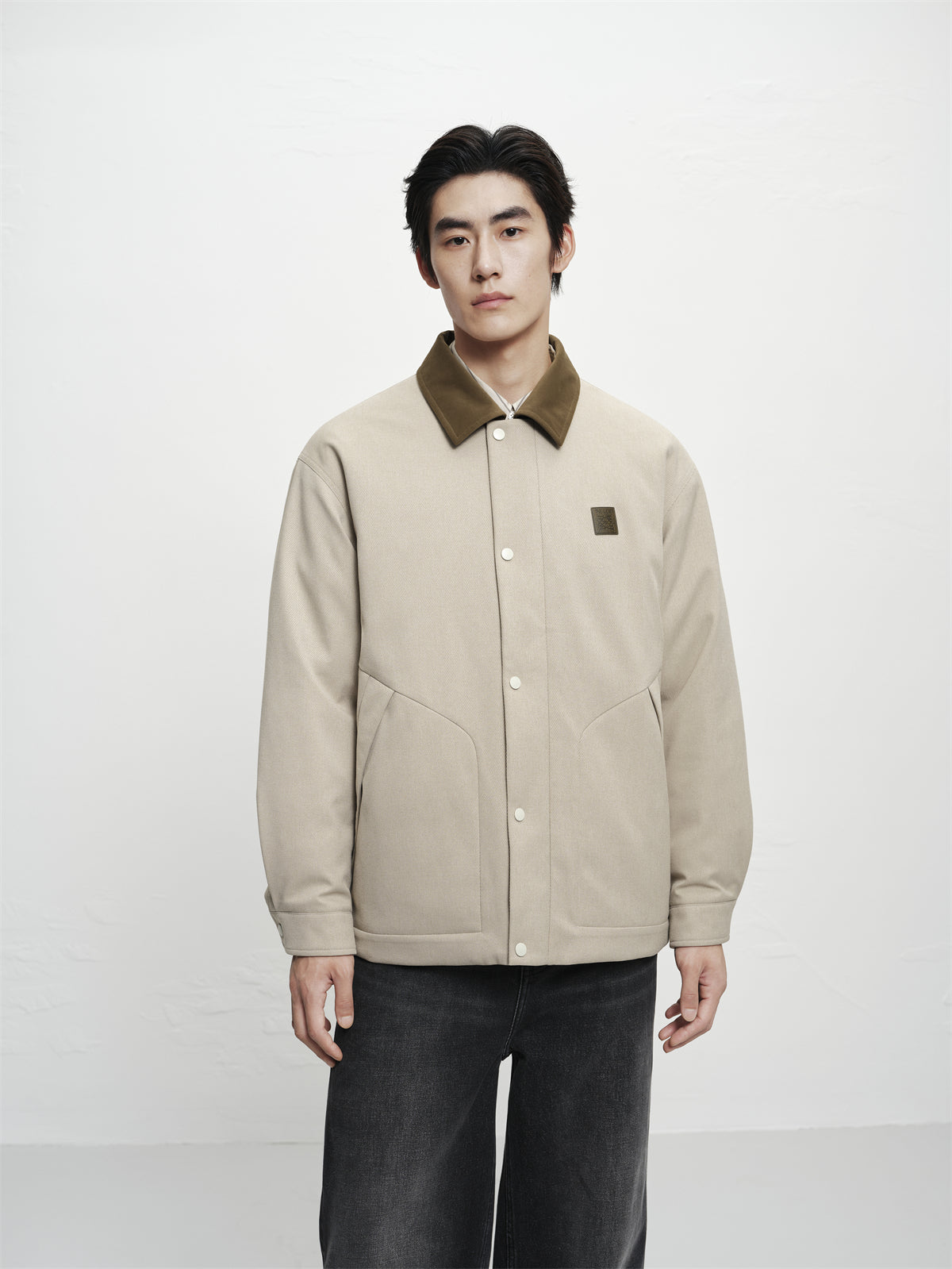 Men's Utility Down Jacket with Contrast Details