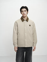Men's Khaki Utility Down Jacket with Contrast Details